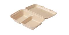 Hamburgermenubox bagasse 250x165x70mm 2-vaks